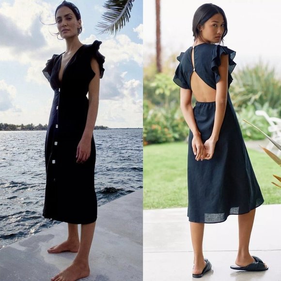 Anthropologie Charlie Holiday Ruffled Cover-Up Midi Dress Size 4 NWOT $109